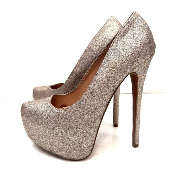 Steve Madden Dejavu Soft Gold Platform Heels Size 6 - Picture 4 of 8